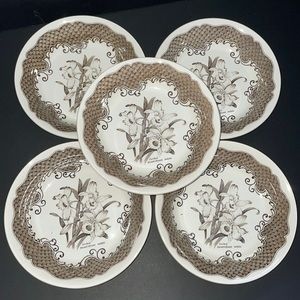 5 Orchid Nobile English Ironstone Tableware Soup Bowls England Staffordshire